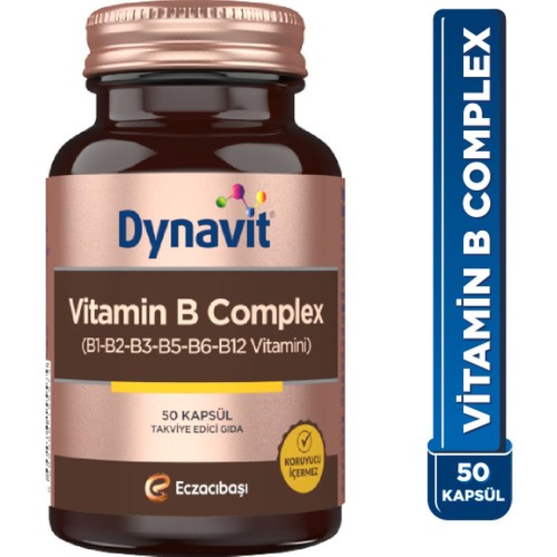 Dynavit Vitamin B Complex 50 Kapsül - B1-B2-B3-B5-B6-B12 Vitamini