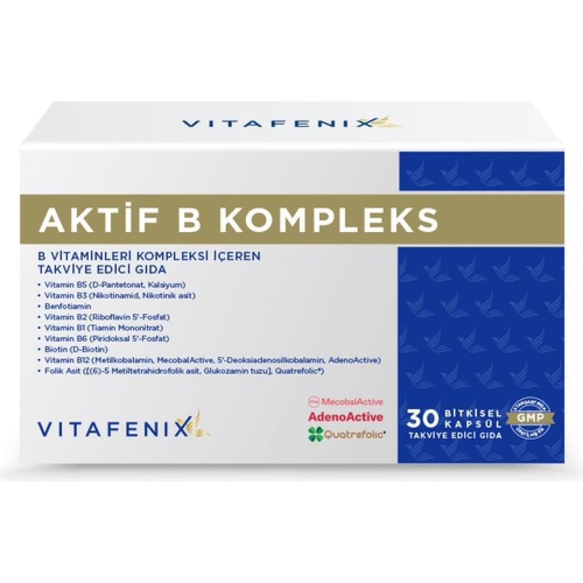 Vitafenix Aktif B Kompleks Benfotiamin B12 B6 Ve Tüm Aktif B Vitaminlerini İçeren Takviye 30 Kapsül