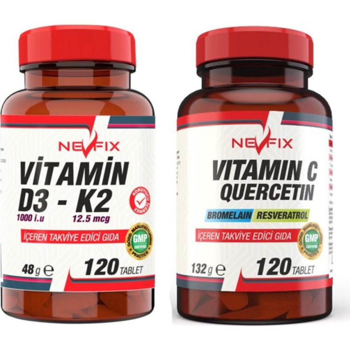 Nevfix Vitamin C Quercetin Bromelain 120 Tablet & Vitamin D3-K2 120 Tablet