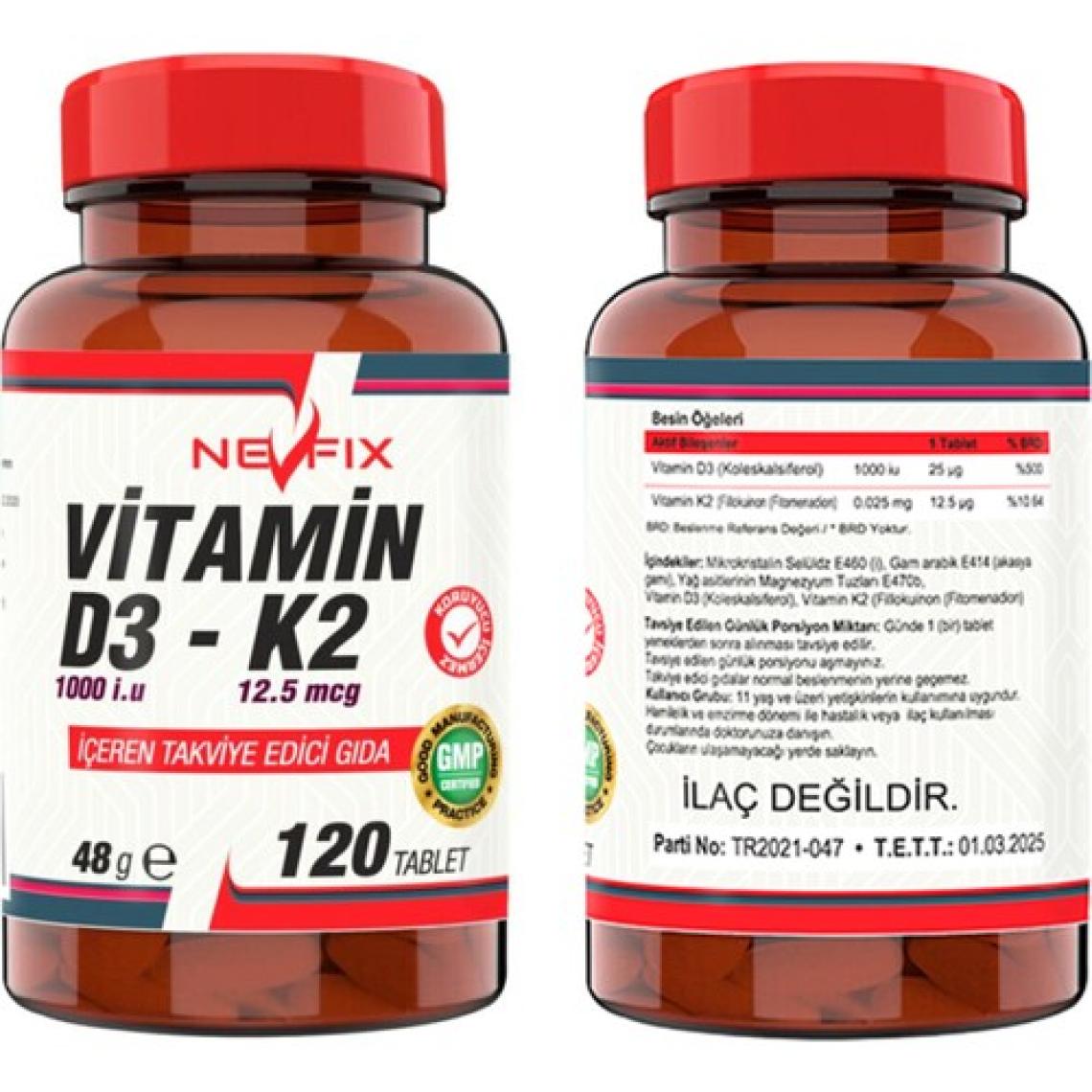 Nevfix Vitamin C Quercetin Bromelain 120 Tablet & Vitamin D3-K2 120 Tablet