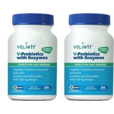Velavit V-Probiotics - With Enzymes 30 Tablet - 2 Adet-