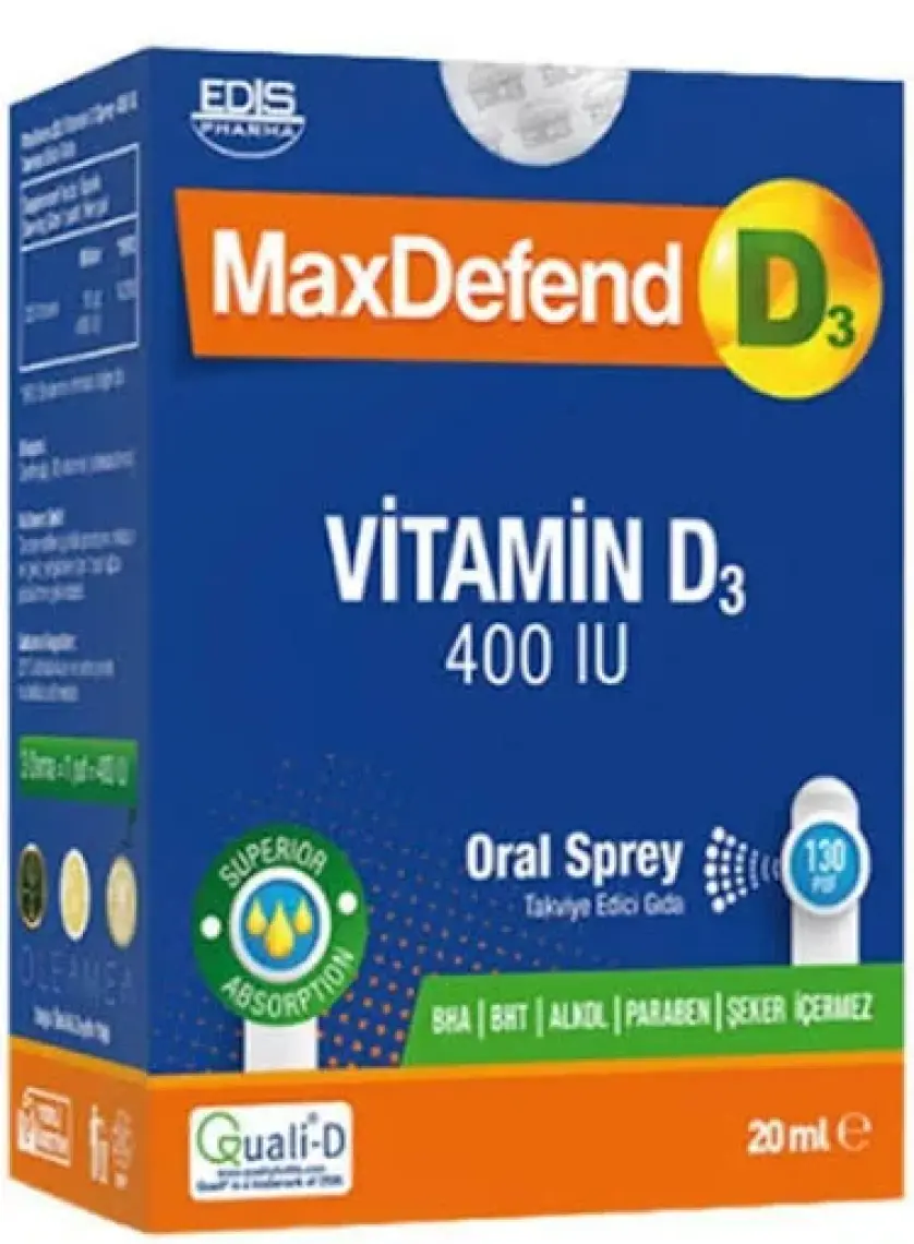 Edis Pharma Maxdefend Vitamin D3 400IU Oral Sprey 20 ml