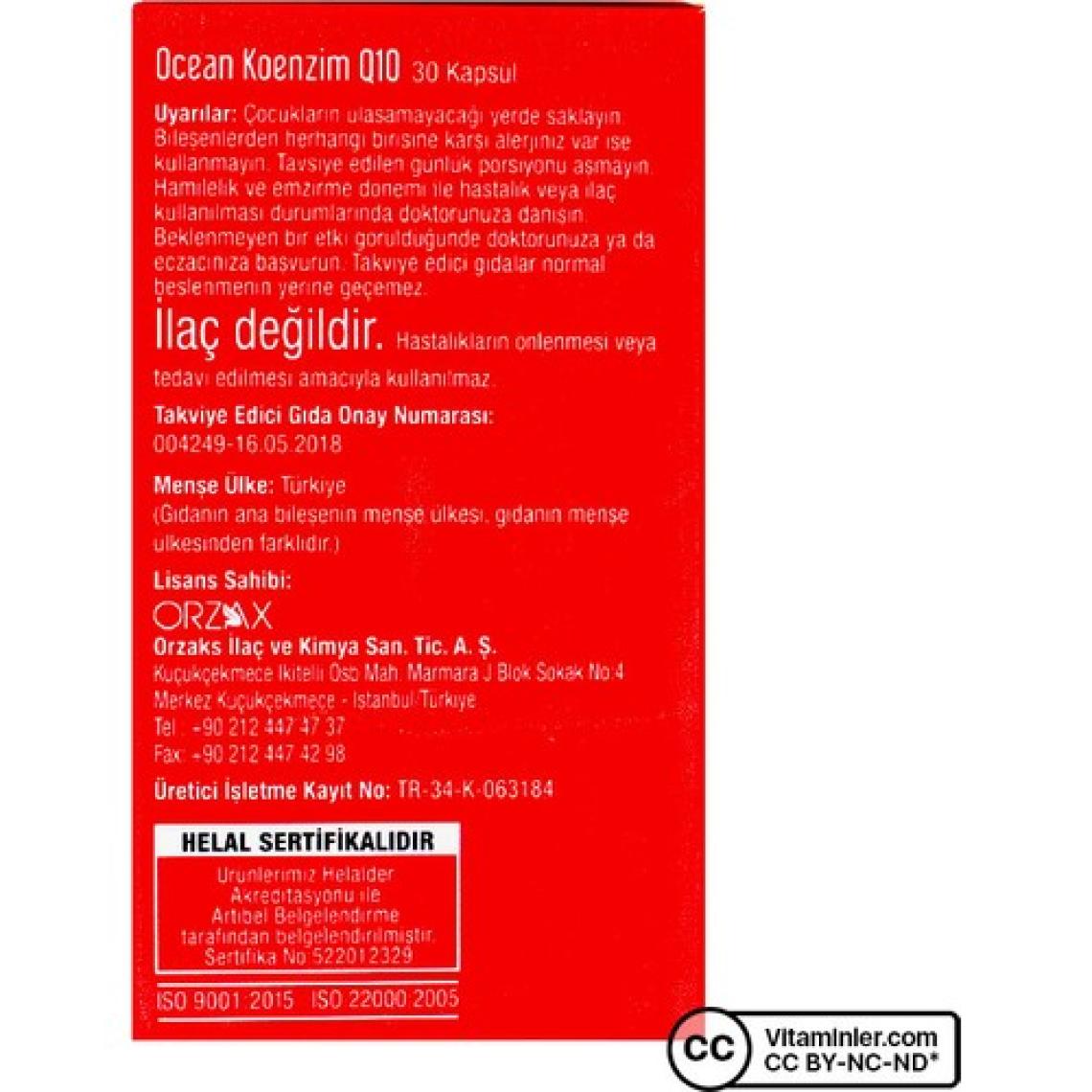 Ocean Koenzim Q10 30 Kapsül