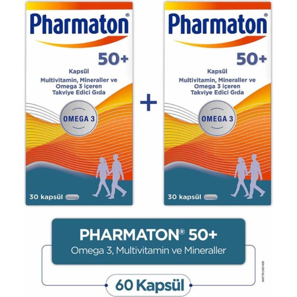 Pharmaton 50 Plus 30 Kapsül Omega 3, Multivitamin ve Mineraller 2'li Avantaj Paketi