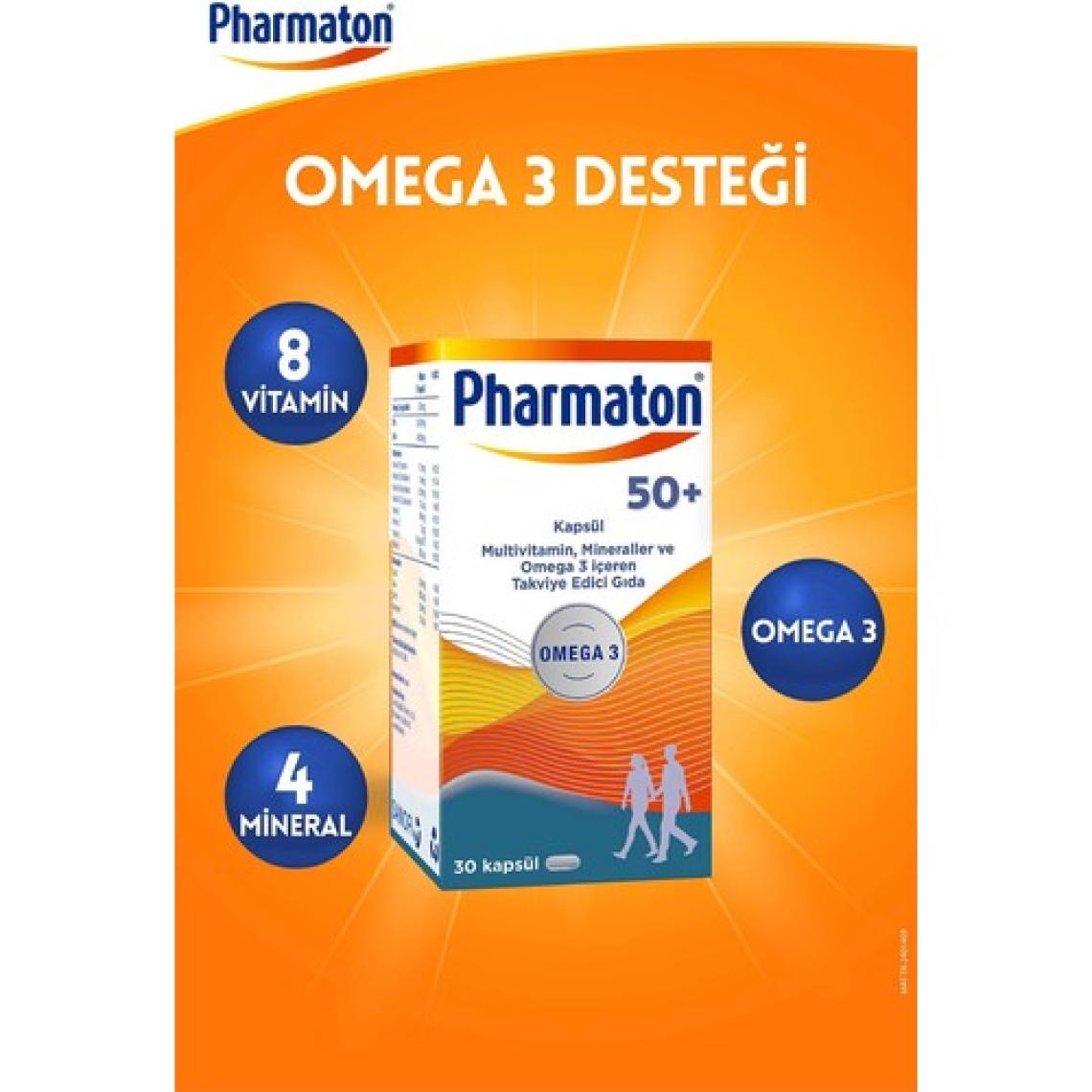 Pharmaton 50 Plus 30 Kapsül Omega 3, Multivitamin ve Mineraller 2'li Avantaj Paketi