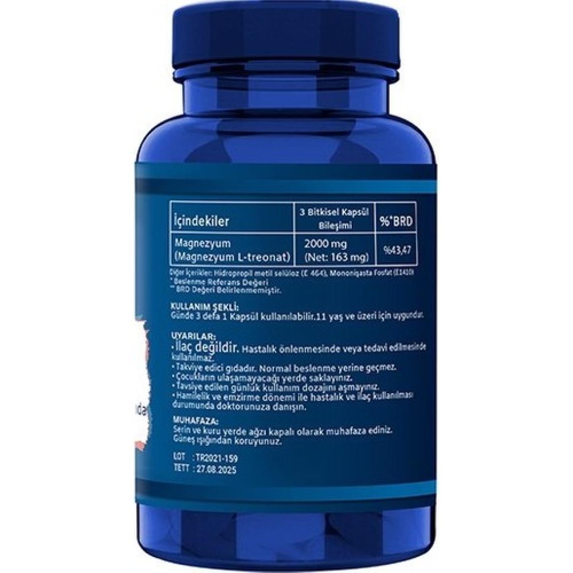 Ncs Magnezyum Magnesium L-Threonate Vejeteryan 90 Bitkisel Kapsül