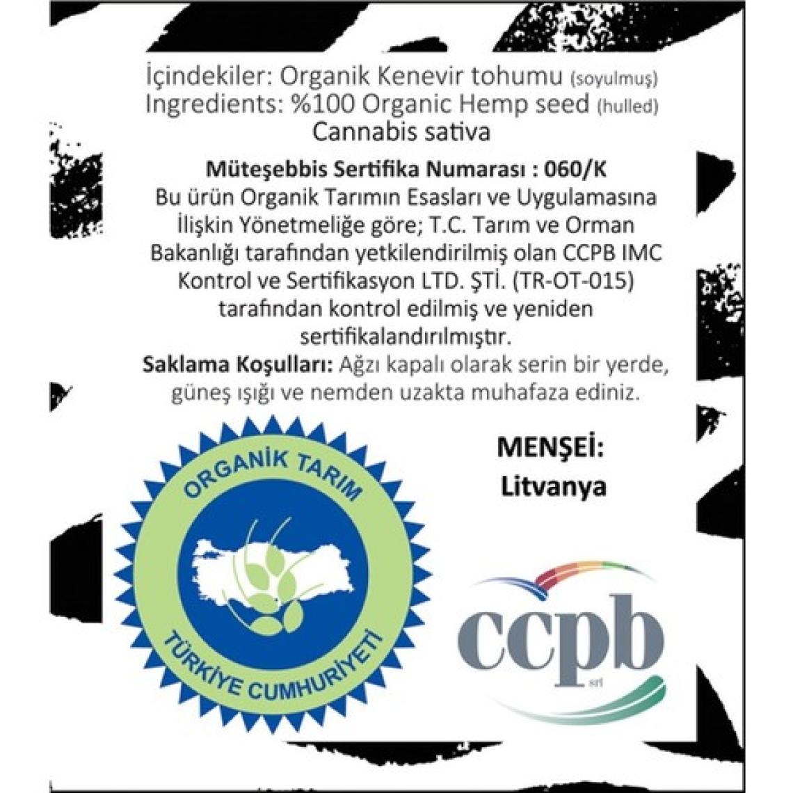 Ayhan Ercan Organik Hulled Hemp Seed Soyulmuş Kenevir Tohumu 150 G
