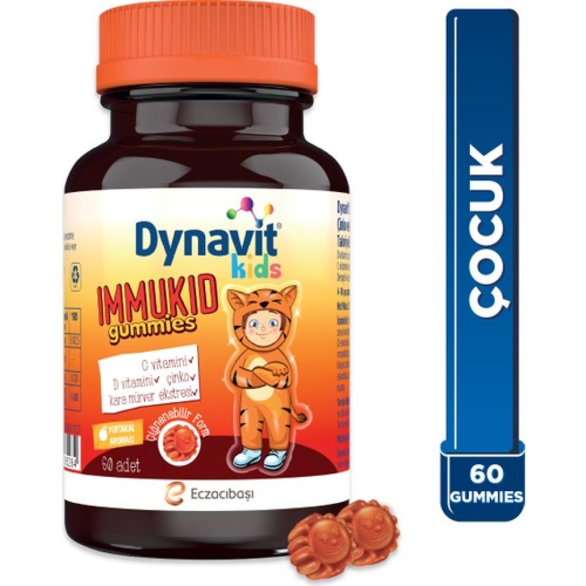 Dynavit Kids Immukid Gummies 60 Çiğnenebilir Gummy - C Vitamini, D Vitamini, Çinko, Kara Mürver Ekstresi