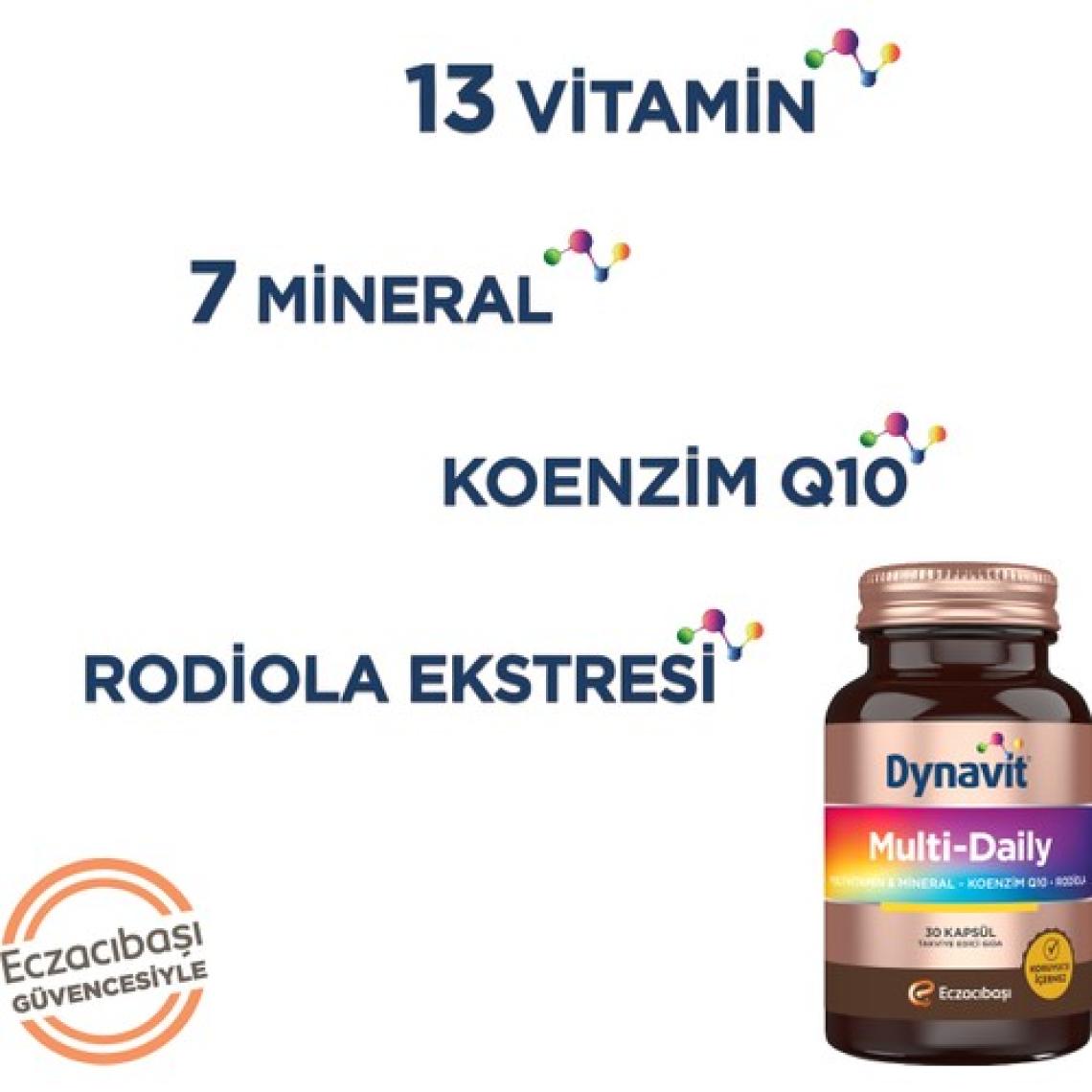 Dynavit Multi-Daily 30 Kapsül - Koenzim Q10, Rhodiola Ekstresi, Multivitamin ve Multimineral