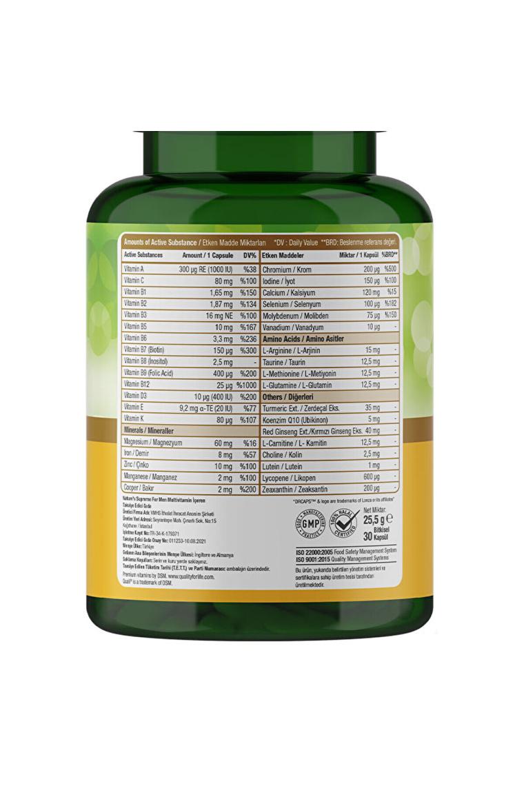 Nature's Supreme Multivitamin for Men 30 Kapsül
