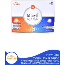 New Life Mag4 Günlük ve Gece Takviye Edici Gıda 60 Tablet - Magnezyum Sitrat, Malat, Taurat, Bisglisinat ve B6 Vitamini