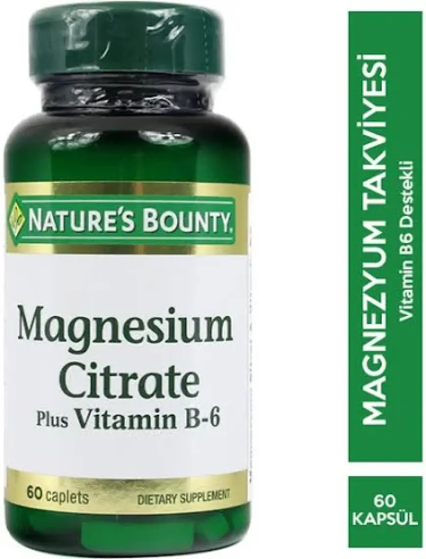 Nature's Bounty Magnesium Citrate Plus Vitamin B6 60 Kaplet