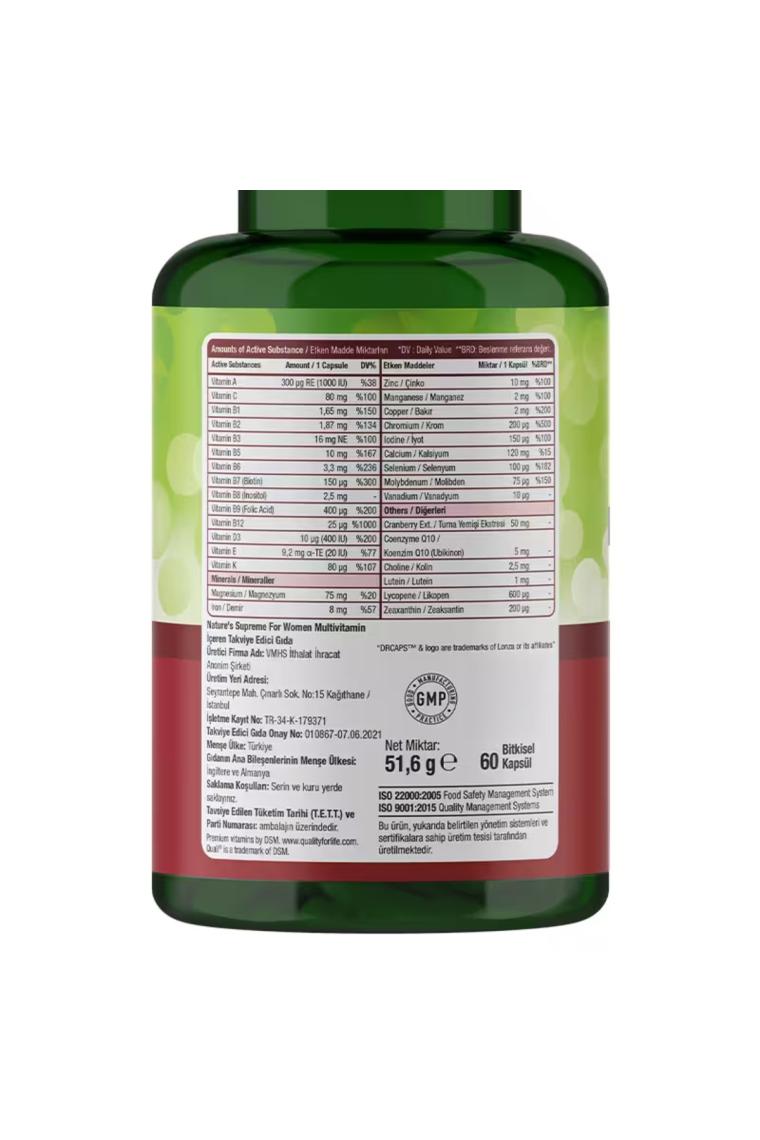 Nature's Supreme Multivitamin For Women 60 Kapsül
