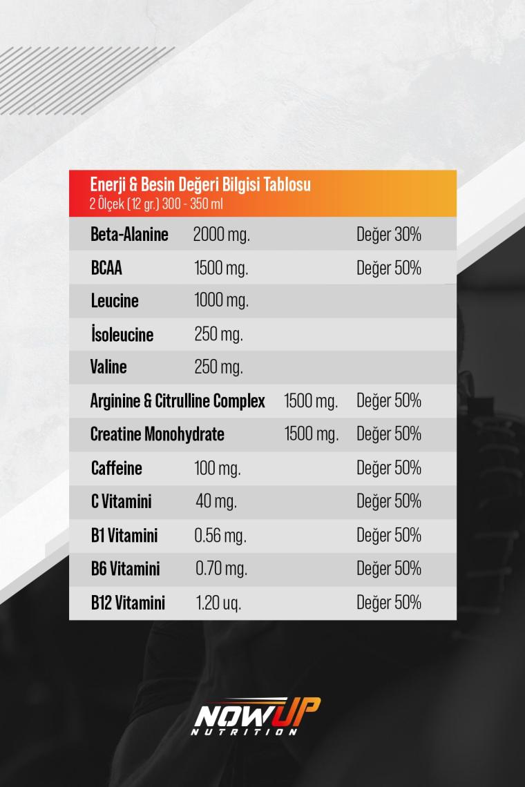 Pre- Workout Incredible Effect Amino Asit / Vişne Aromalı / 360 Gr. / 30 Servis