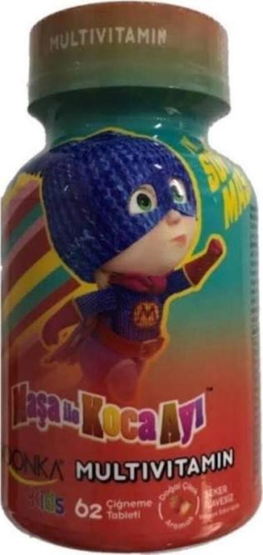 Voonka Kids Maşa ve Koca Ayı Multivitamin Çilek Aromalı 62 Çiğneme Tableti