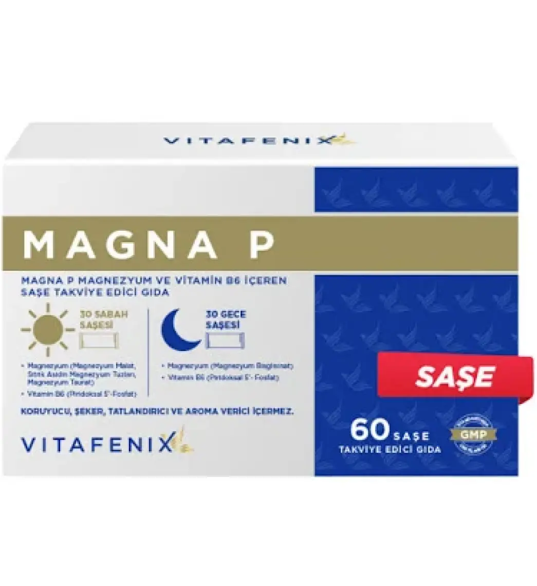 Vitafenix Magna P Magnezyum Ve Vitamin B6 Içeren Takviye Edici Vegan Gıda 60 Saşe