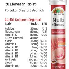 Sunlife Multivitamin + Mineraller 20 Tablet Şekersiz Gıda Takv.