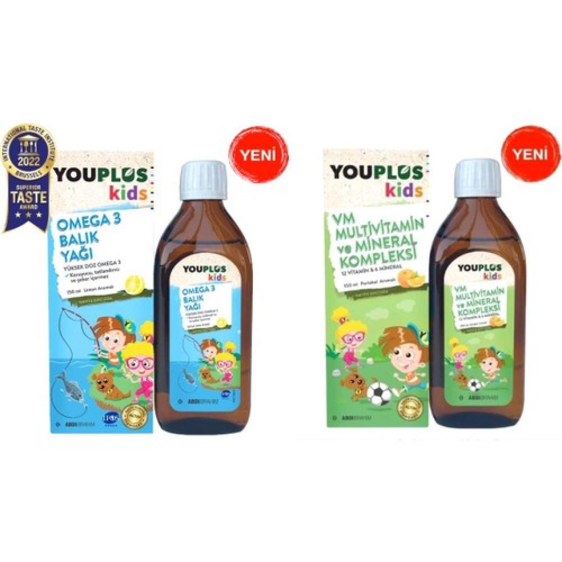Youplus Kids Vm Multivitamin ve Mineral Kompleksi 150 ml + Youplus Kids Omega-3 150 ml