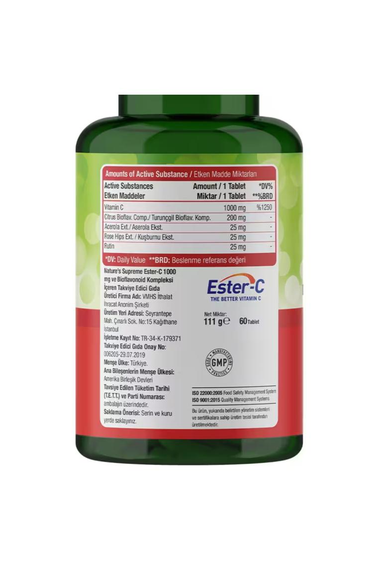 Nature's Supreme Ester-C 1000 Mg C Vitamini 60 Tablet