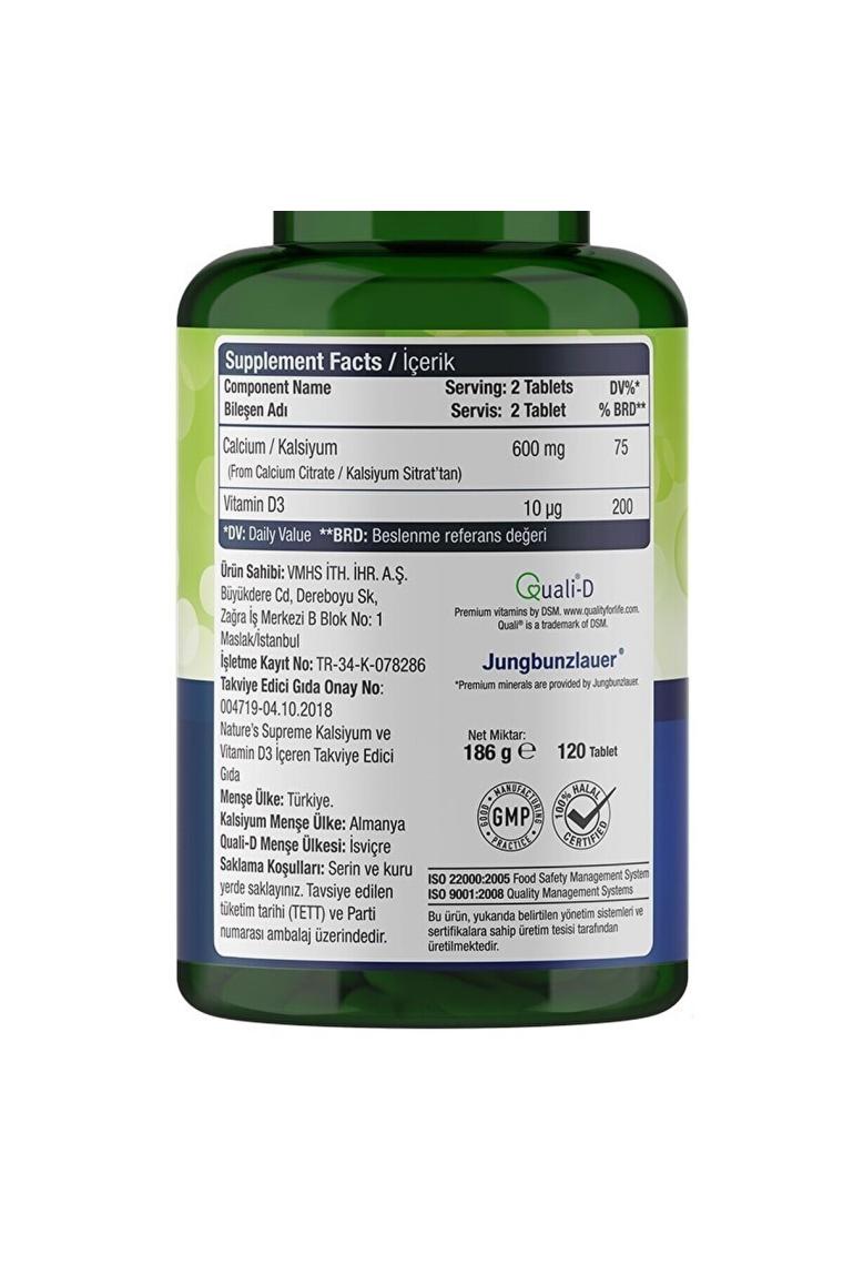 Nature's Supreme Calcium With Vitamin D3 120 Tablet