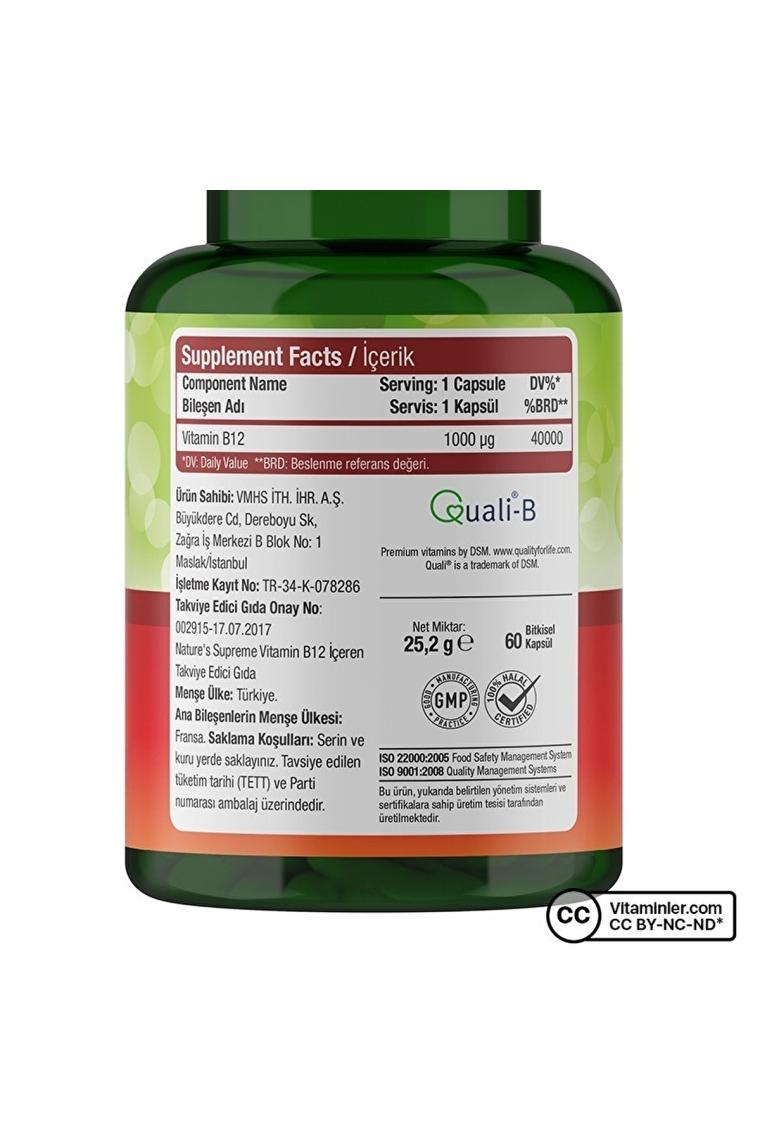 Nature's Supreme Vitamin B12 1000 Mcg 60 Kapsül