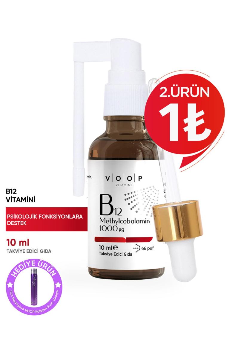 Voop Vitamin B12 Methylcobalamin | 1000 µg (Mikro Gram) Sprey-Damla - 10 Ml