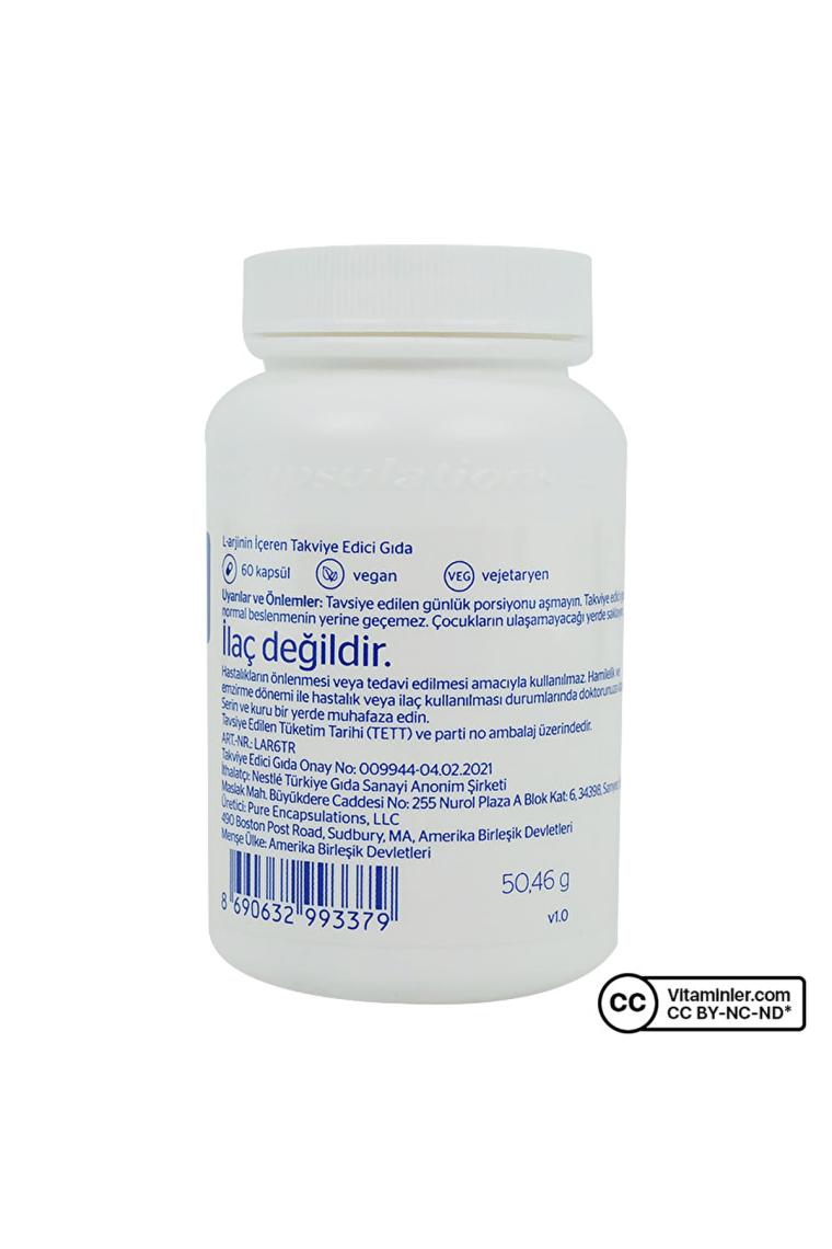 Pure Encapsulations L-Arginine 60 Kapsül