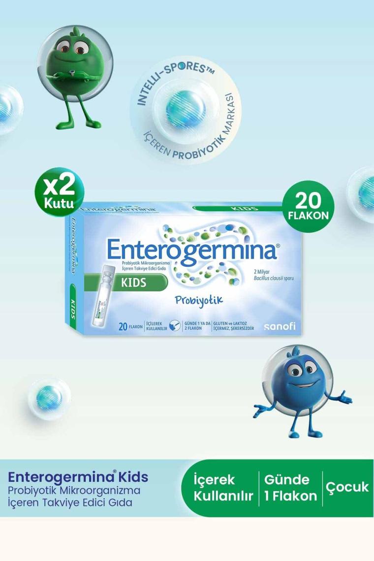 Enterogermina Kids 20 Flakon 2 Milyar Bacillus Clausii Sporu Içeren Probiyotik 2'li Avantaj Paketi