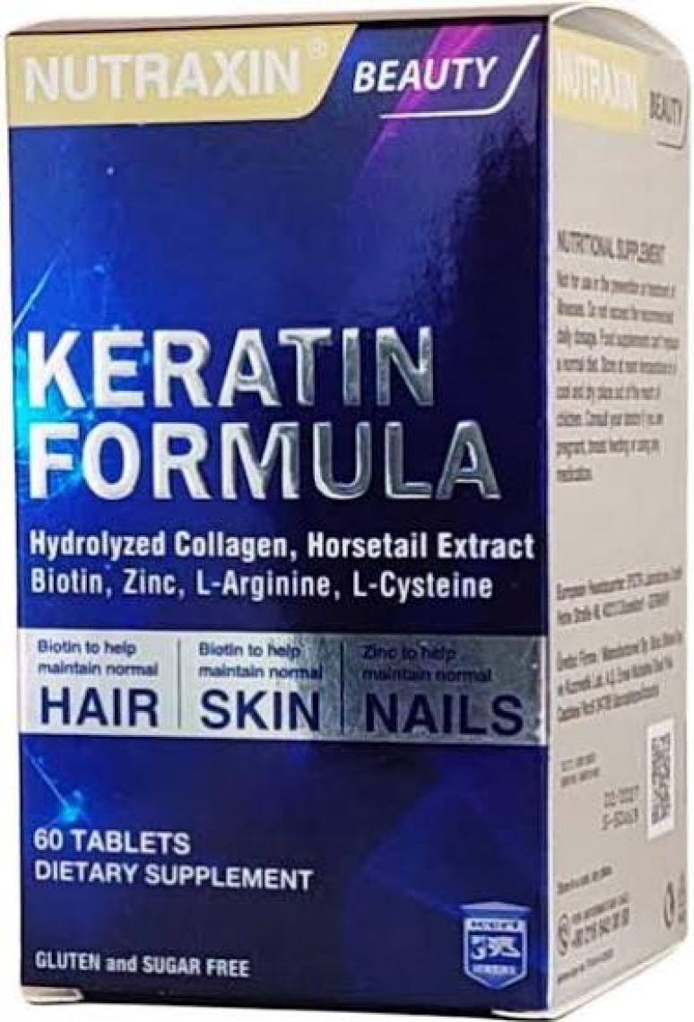 Nutraxin Keratin Formula - Saç Bakım Vitamini Kolajen Keratin Biotin Çinko L-Arginin L-Sistein