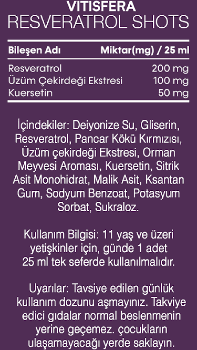 Vitisfera Resveratrol Shot Orman Meyveleri Aromalı 20 x 25 ml