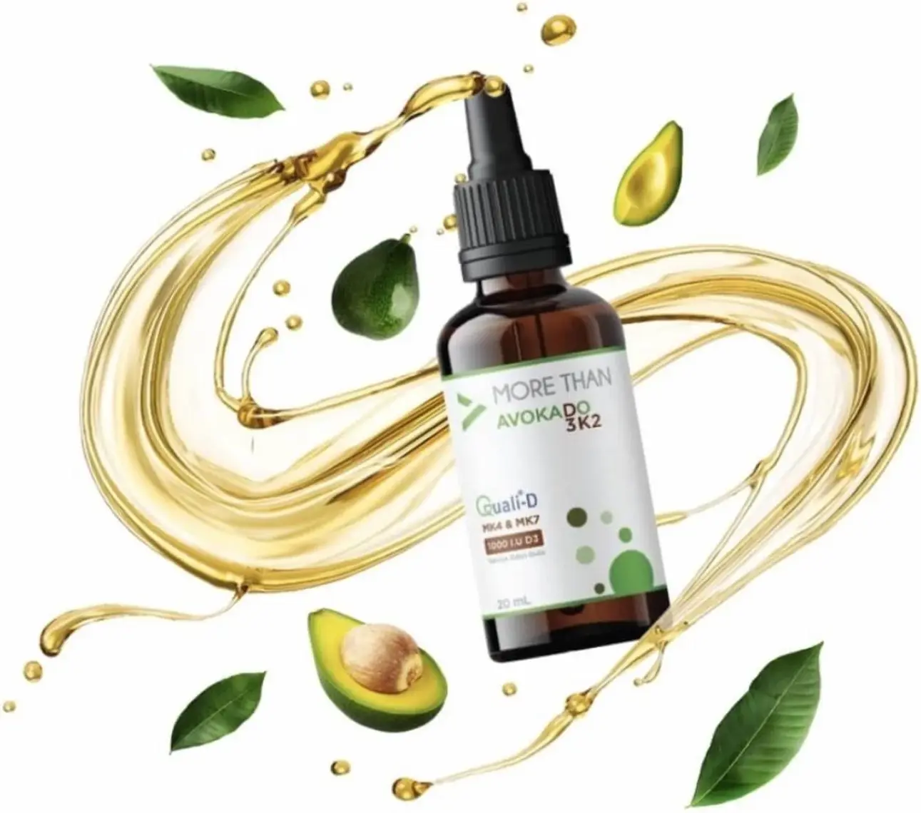 More Than Avokado D3K2 20 ml - 1000 IU Vitamin D3 ve K2 MK4 MK7 İçeren Avokado Yağı Takviye Edici Gıda