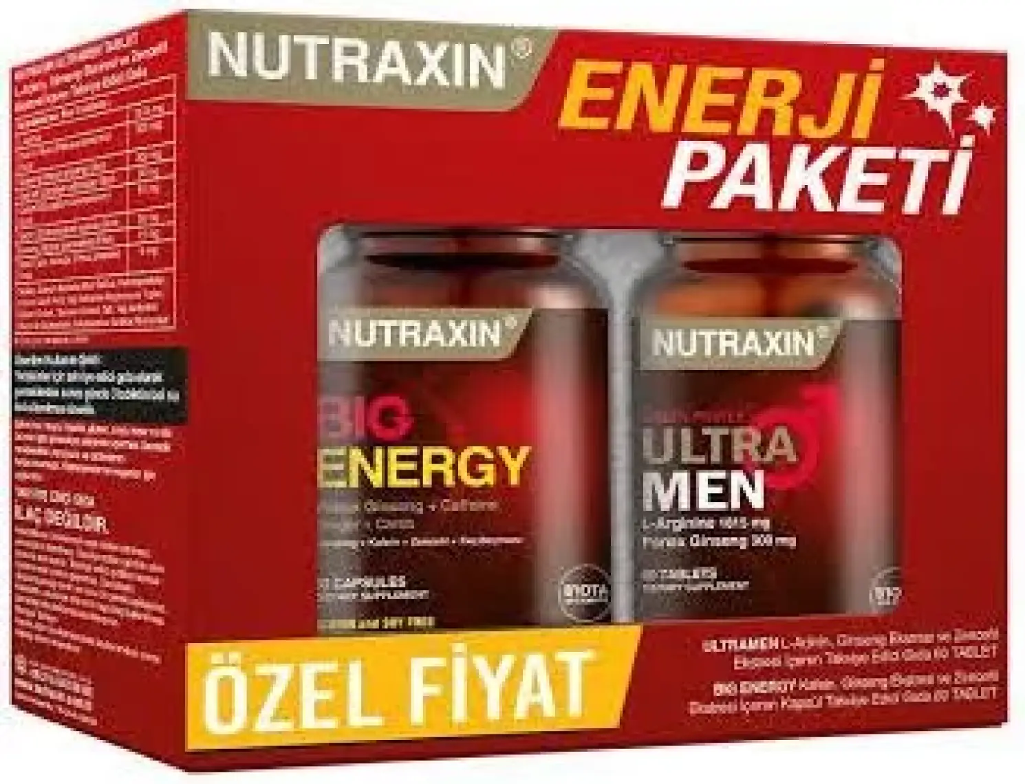 Nutraxin Erkeklere Özel Enerji Paketi Ultra Men + Big Energy