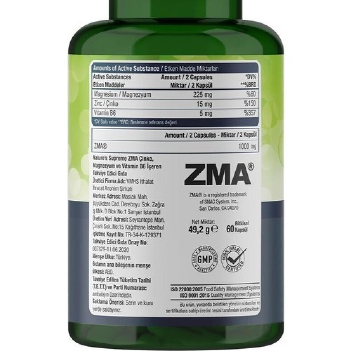 Nature's Supreme Nature’s Supreme Zma 60 Kapsül
