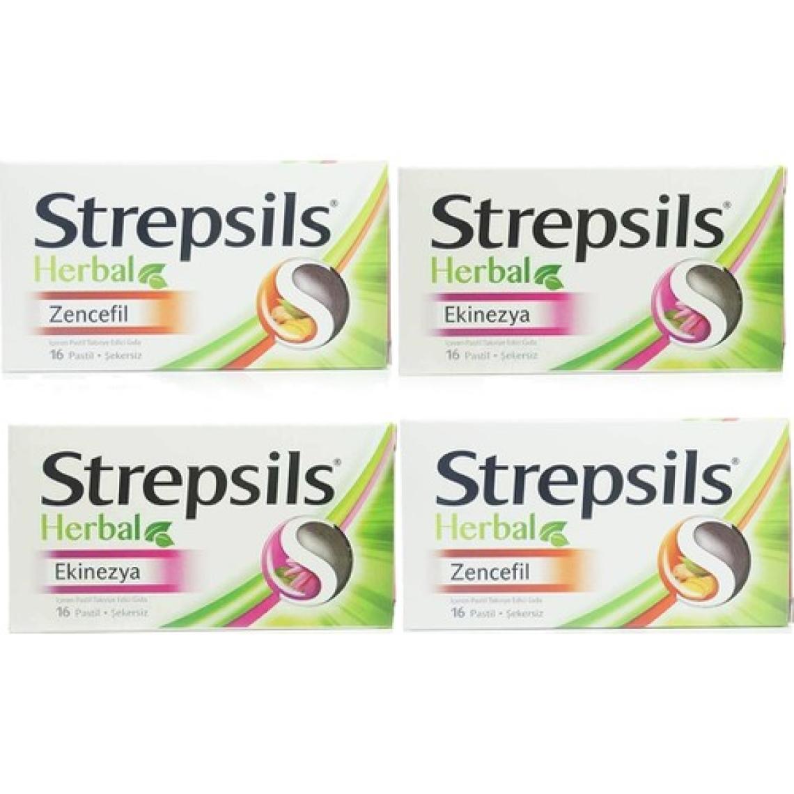 Strepsils Herbal Zencefil 16 Pastil - Strepsils Herbal Ekinezya 16 Pastil x 2 Set