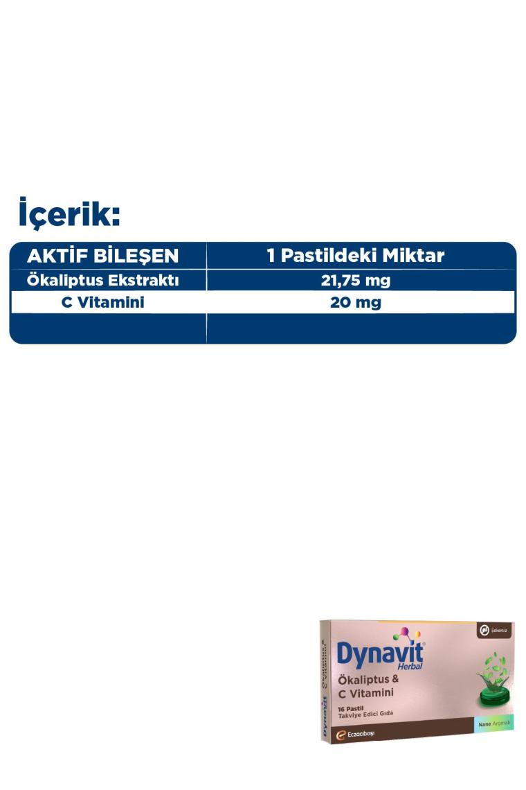 Dynavit Herbal Mentol ve Okaliptus 16 Pastil