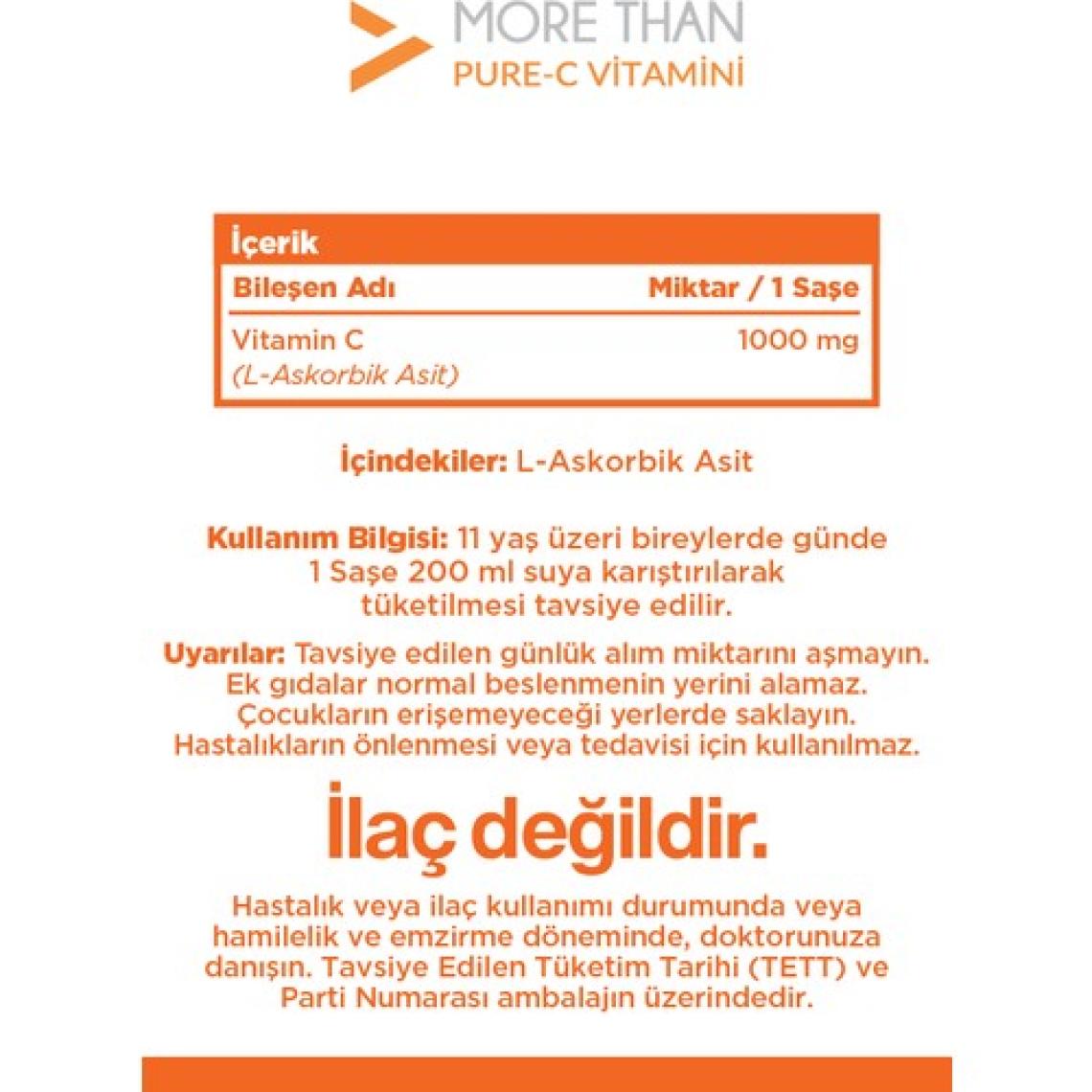 More Than Pure C 1000 mg/Saşe C Vitamini (Ascorbic Acid)