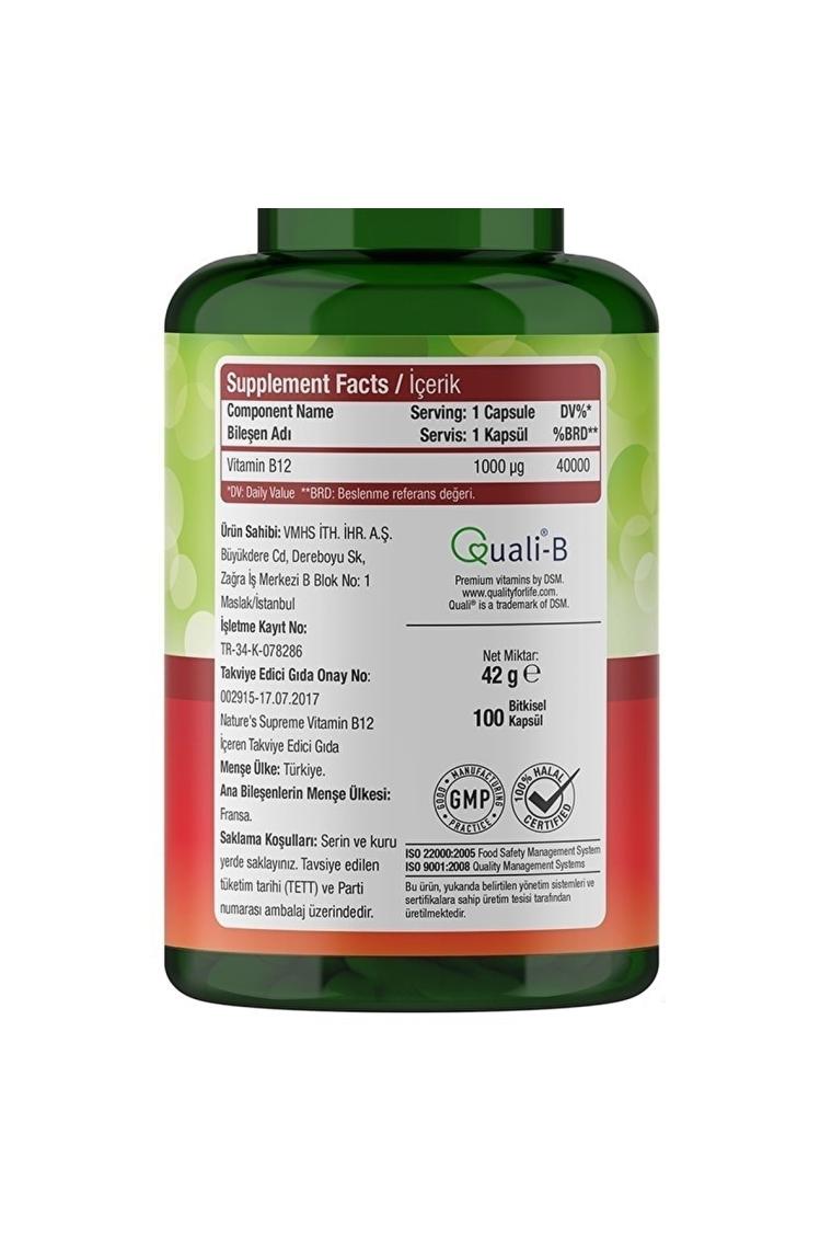 Nature's Supreme Vitamin B12 1000 Mcg 100 Kapsül