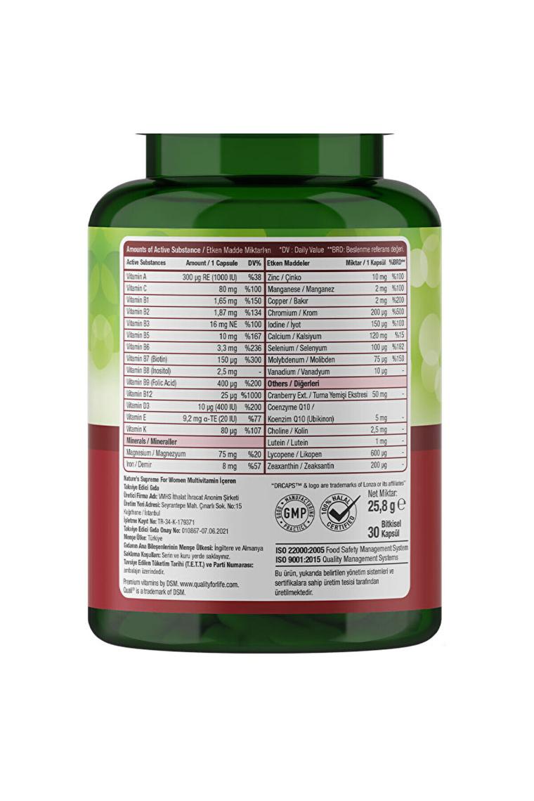 Nature's Supreme Multivitamin for Women 30 Kapsül