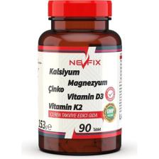 Nevfix 90 Tablet Kalsiyum Magnezyum Potasyum Çinko Vitamin D3 Vitamin K2