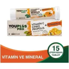 Youplus Pro Vitamin C, D, Çinko & Propolis 15 Efervesan Tablet - Abdi İbrahim