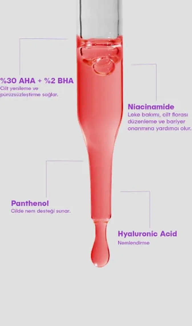 S'he Vec RED VELVET FACE - AHA %30 & BHA %2 Cilt Tonu Eşitleyici Arındırıcı Kırmızı Peeling Serum 30ml