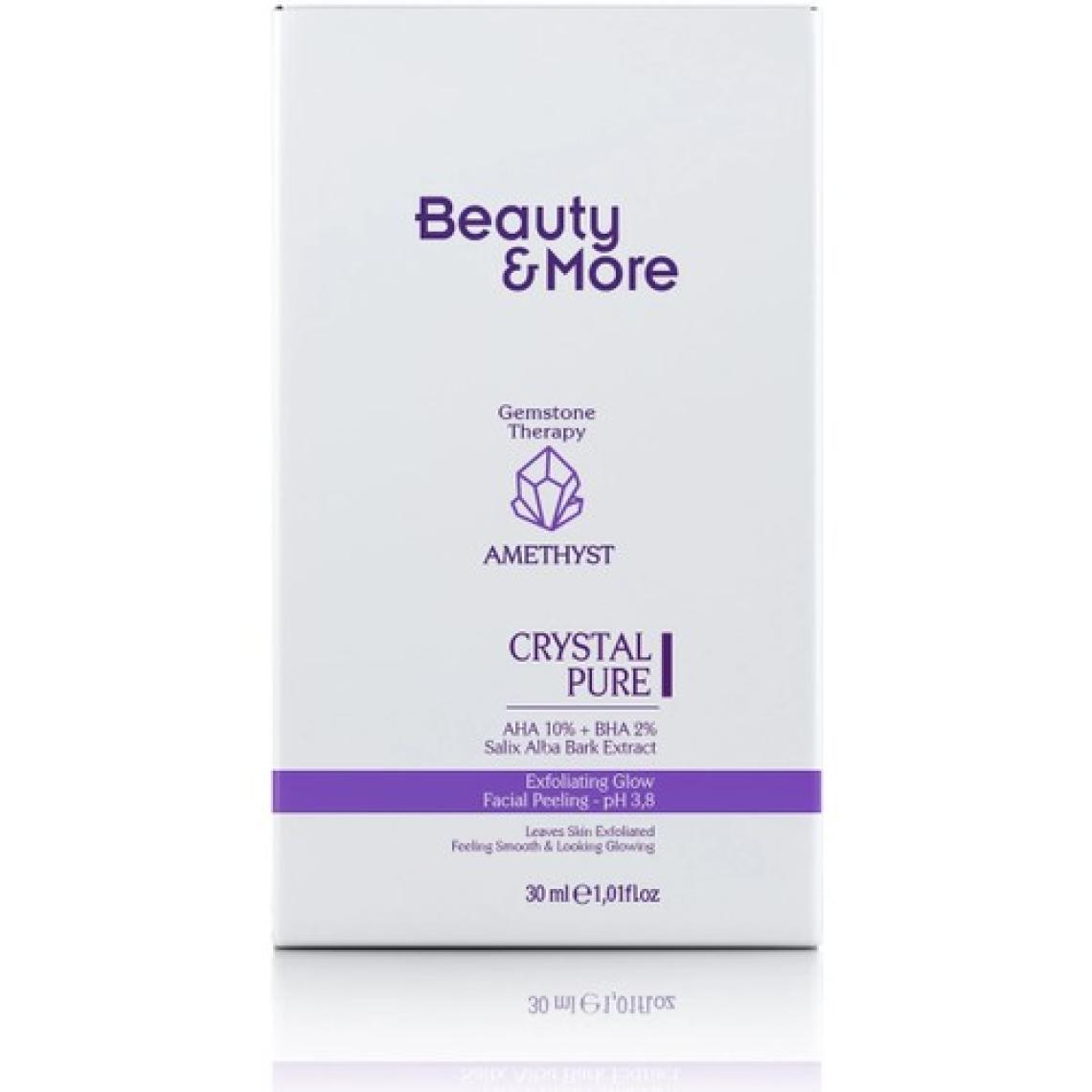 Beauty&More Ametist Crystal Pure Canlandırıcı ve Cilt Tonu Eşitleyici Yüz Peeling Serumu 30 ml AHA 10% + BHA 2%+ Salix Alba Bark Extract+ Ametist Powder