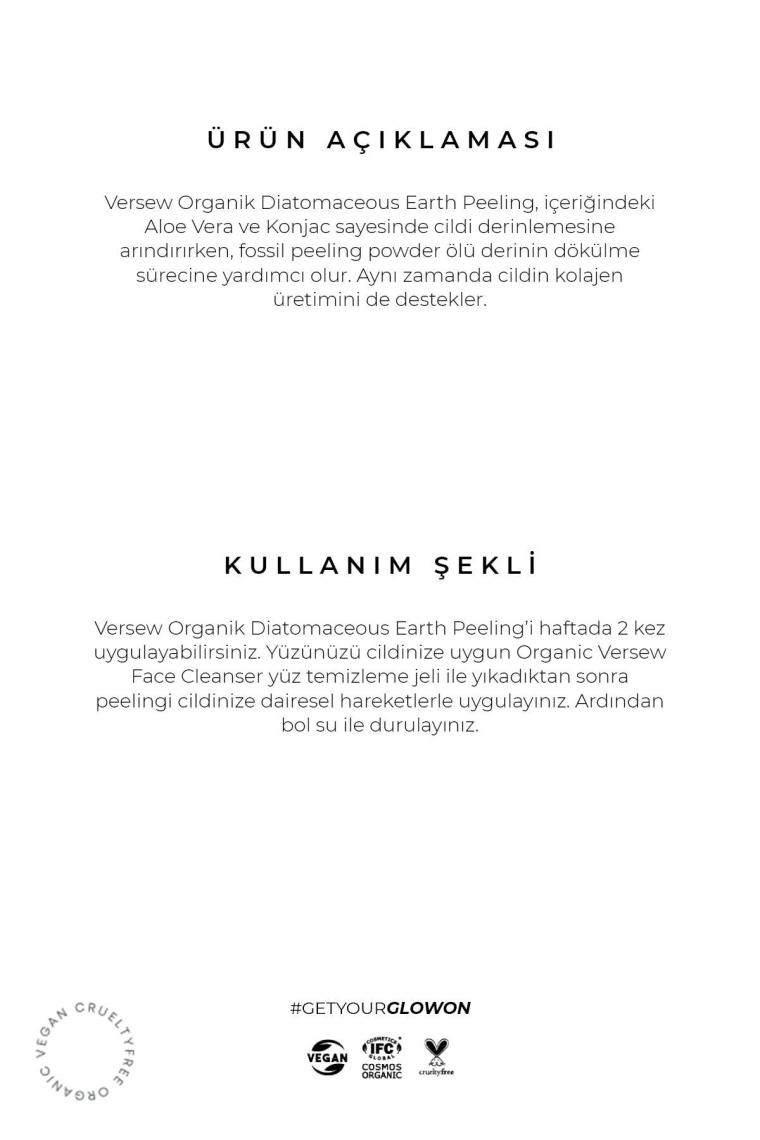 Versew Organik Diatomaceous Earth Arındırıcı Yüz Bakım Peeling 100 ml