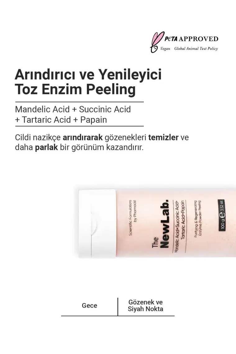 The NewLab. Arındırıcı ve Yenileyici Enzim Peeling 100g(Mandelic Acid+Succinic Acid+Tartaric Acid+Papain)