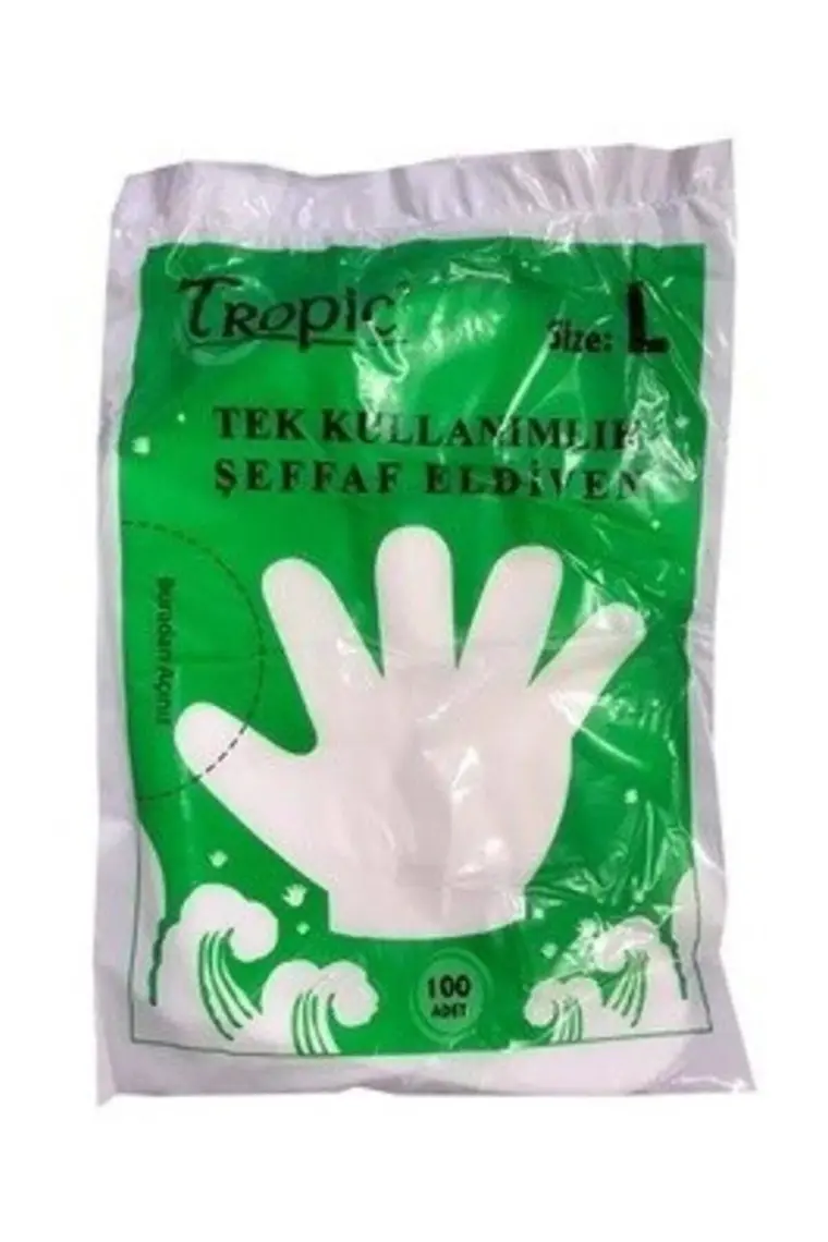 Tropic Tek Kullanımlık Şeffaf Eldiven 100 Adet Size L
