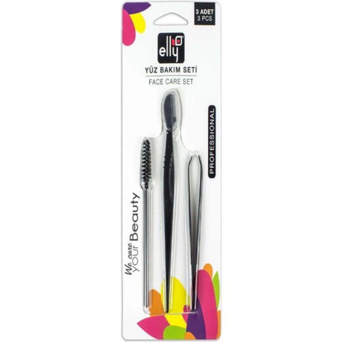 Elly Yüz Bakım Seti Üçlü Mascara Fırçası+Cımbız+Ustura 03_9776 ELLYFACESET03