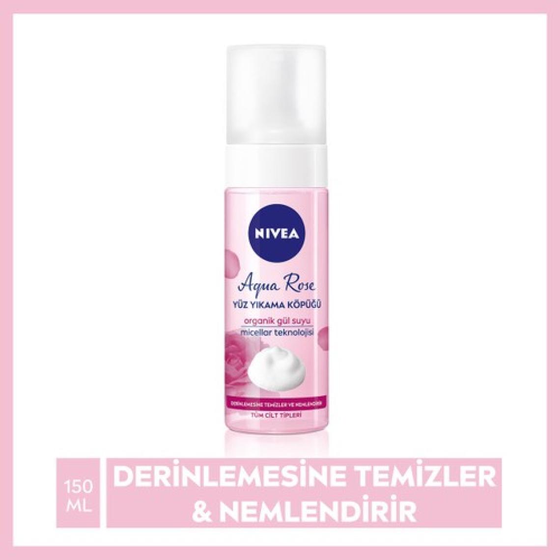 NIVEA Aqua Rose Organik Gül Suyu Içeren Yüz Yıkama Köpüğü 150 ml,Yüz Temizleme
