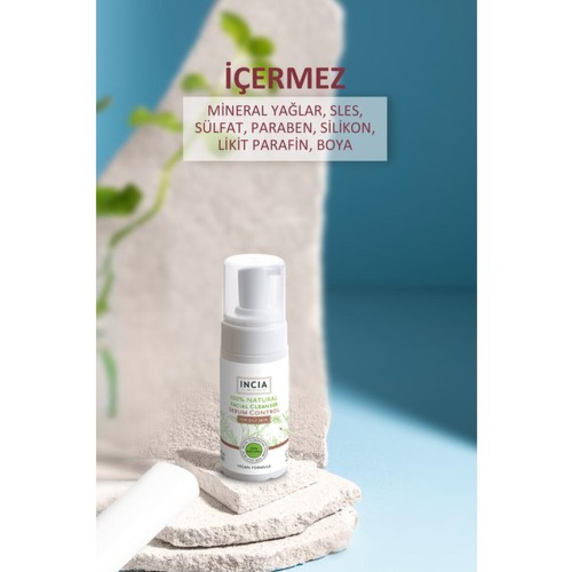 INCIA %100 Doğal İpeksi Yüz Temizleme Köpüğü Makyaj Akne Siyah Nokta Sivilce Yağlı Ciltler Vegan 125 ml