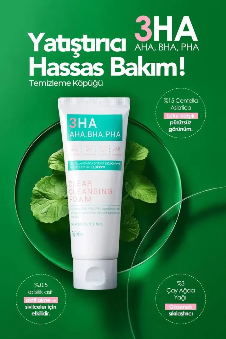 Esfolio Salisilik Asit İçeren Akneye Meyilli Ciltler İçin Temizleme Köpüğü - Esfolio 3ha Clear Cleansing Foam