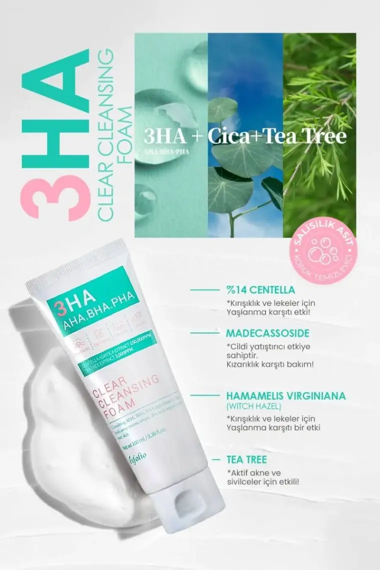 Esfolio Salisilik Asit İçeren Akneye Meyilli Ciltler İçin Temizleme Köpüğü - Esfolio 3ha Clear Cleansing Foam
